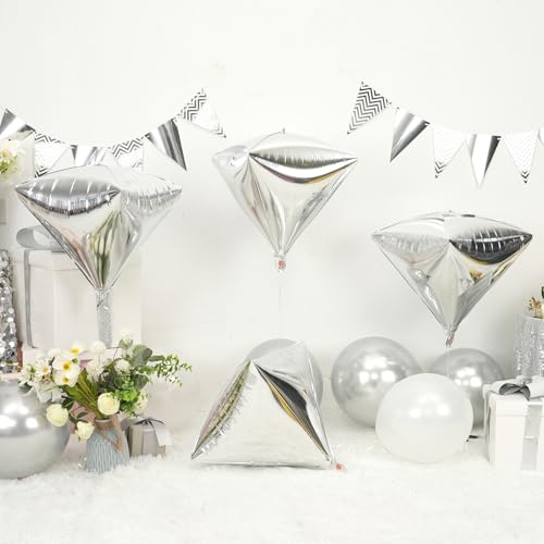 Image of Silver Diamond Balloons 4 Pcs,Foil Diamond Balloons for Wedding Decor
