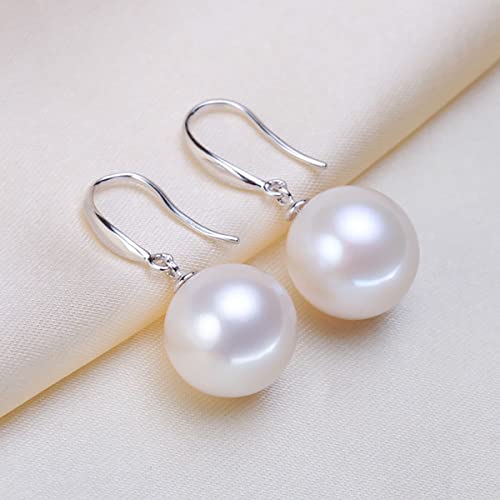 Sterling Silver Big Pearl Earrings for Women Freshwater Cultured Pearls Dangle Drop Earring Jewelry for Women Large Round White Pearl Studs Earrings2