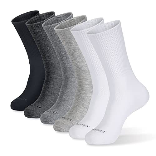 MONFOOT Men's/Women's 3-6 Pairs Cotton Daily Crew Socks, Multipack