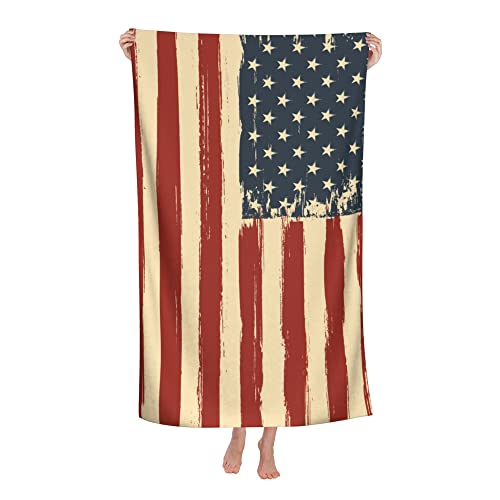 Jasmoder Brush Stroke American Flag Microfiber Beach Towels Oversized Soft Beach Blanket Absorbent Quick Dry Bath Towels Pool Towels Travel Beach Towels For Kids Adults #TOP6