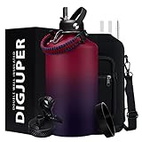 1 Gallon Insulated Water Jug - with Paracord Handle, Straw & Chug Lid, Water Bottles Holder with Str