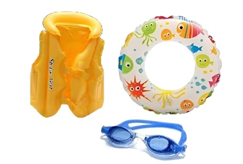 Image of Yellow Swimming Jacket & Ring & Goggles Combo Kids 5-8 Year