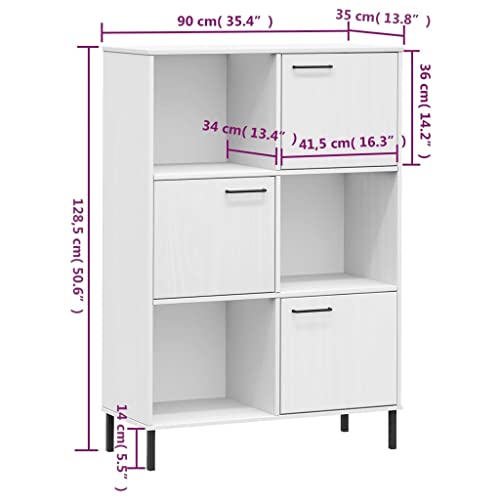 Vidaxl Bookshelf, Bookcase With Metal Legs Book Cabinet, Storage Cabinet For Living Room, Decorative Cupboard, Industrial, White Solid Wood Oslo #TOP2