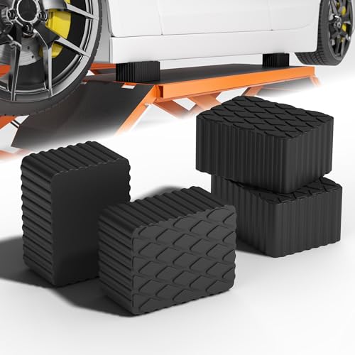 tonchean 4 Pack Solid Rubber Auto Lift Block 160x120x80mm Heavy Duty Lift Pads Non-Skid Lift Block Spacer Pad 3000lbs Loading Capacity for Auto Lifts, Jacks and Car Racks Black by tonchean - Used condition - CA$81.92