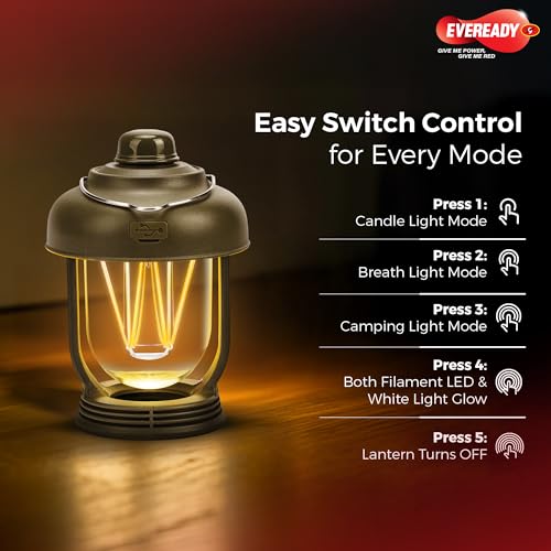 Image of Eveready Retrobrite HL85, Rechargeable Emergency 5W LED Lantern, 4 Lighting Modes, Lightweight & Travel-Friendly, Type-C Charging, Waterproof, 6 Months Warranty, Overcharge & Deep Discharge Protection