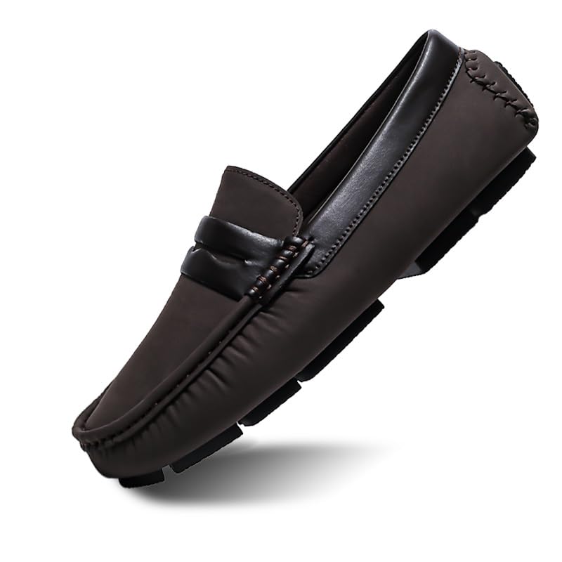 Men's Loafers Square Toe Leather Patchwork Penny Driving Loafers Anti-Slip Flat Heel Flexible Outdoor Fashion Slip-ons3