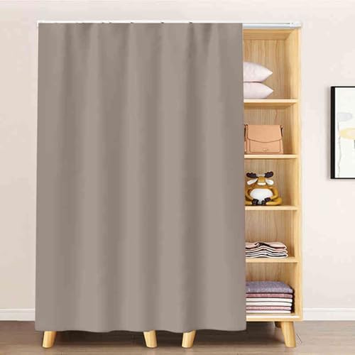 Rideaux d'armoire de cuisine pour masquer le désordre des étagères ouvertes facilement