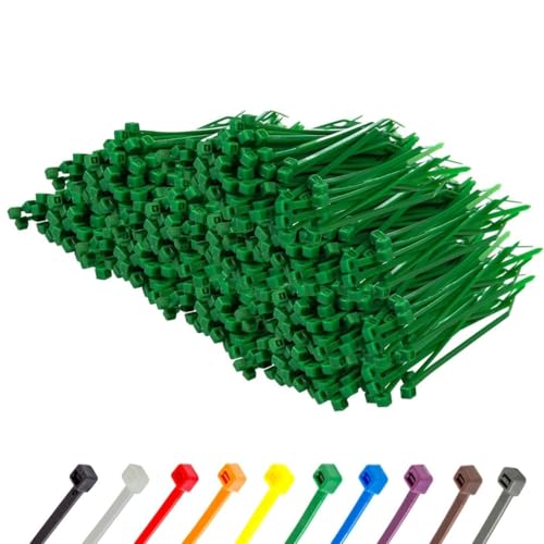 Image of GTSE 6 inch Green Zip Ties, 1,000 Bulk Pack, 40lb Strength, UV Resistant Strong Nylon Cable Ties, Self-Locking 6 Inch Tie Wraps