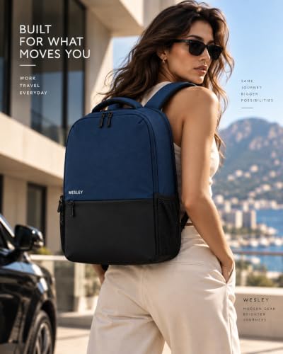 Buy Wesley Milestone 2.0 Casual Waterproof Laptop Backpack/Office Bag/School Bag/College Bag/Travel Backpack (Dimensions:13x18 inches) (Compatible with 39.62cm(15.6inch laptop) 30 L (Blue & black) at Amazon.in - Image 7