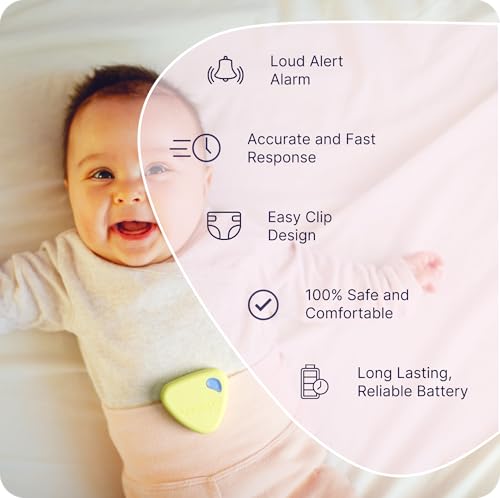 Image of Bellybutton Smart Breathing Baby Monitor for Safer Sleep with Gentle Vibration, App Notifications, Easy to Clip, Portable, Medical-Grade Materials & Non-Bulky Design (Blue)
