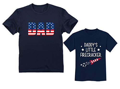 Tstars Daddy's Little Firecracker 4th of July Patriotic Father & Child Matching Shirts