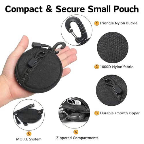 Image of Utility Coin Pouch, 9x9cm Small with Zipper, 1000D Nylon | Secure EDC Pouch for Daily Essentials, Men's & Women's Carry Organizer