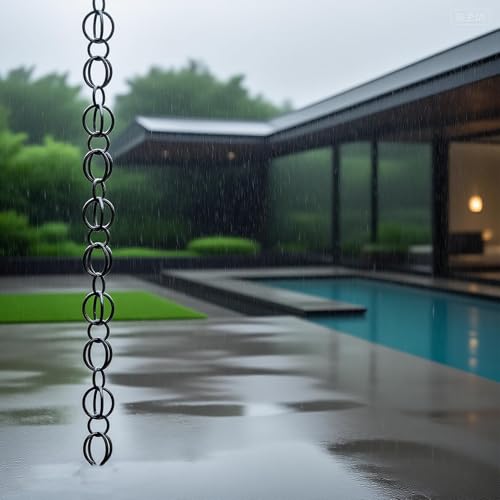 Chaîne de pluie pour tonnelle et balcon, cascade d'eau décorative noire 4M - 2