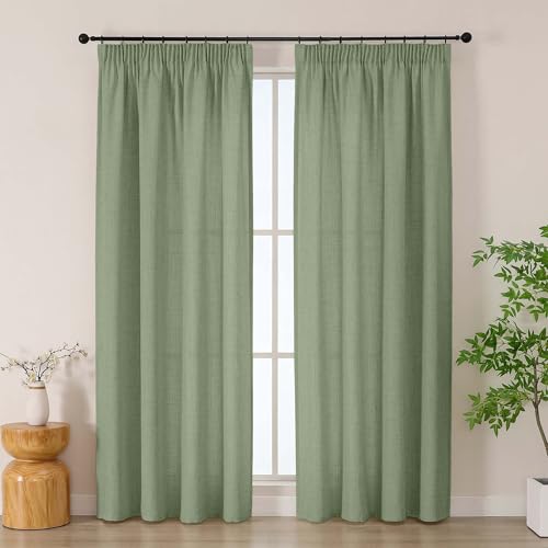 Simplebrand Set di 2 tende in stile boho, colore verde,