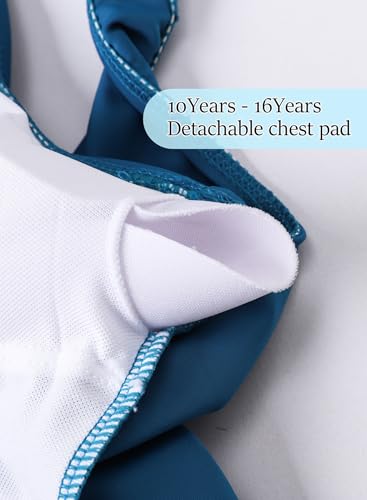 Image of One Piece Swimsuit for Girls 6-16 Years with Removable Chest Pad Quick Dry & Stretchy for Swim Team Beach