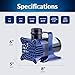 Alpine Corporation 2100 GPH Submersible Water Pump with 33 FT Cord and Adapters for Ponds, Fountains, Waterfalls, and Water Circulation, 192 Watts 20 FT Lift Quiet Operation Vertical/Horizontal