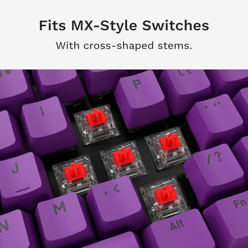 Image of GLORIOUS Gaming - GPBT Basics (PBT Keycaps), Epic Purple, No Fade Dye-Sublimated, for Custom Mechanical Keyboards, Fits 100%, 75% 65% 60%, Fits ANSI & ISO, Supports Windows & macOS - English (US)