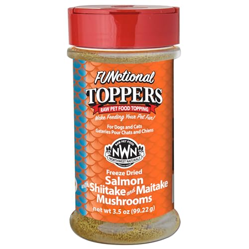 Image of Northwest Naturals Freeze-Dried Salmon, Shiitake & Maitake Mushrooms Functional Topper - for Dogs & Cats - Healthy, Limited, Human Grade Ingredients, All Natural, Made in USA, 3.5 Oz (Pack of 1)