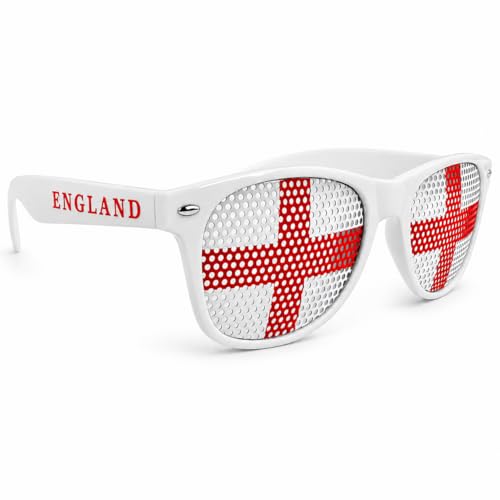 Mustavo England Pin Sunglasses Euros Football Glasses Football Rugby Cricket Team St Georges Day Fancy Dress Novelty Eyewear Unisex