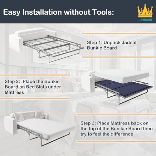 Jadéal Full Size Bunkie Board, 54'x76', 10mm Thick, 2 Pieces - Modern, Low Profile Bed Support, Noise Minimizing, Moisture Resistant by Jadéal - Image 4