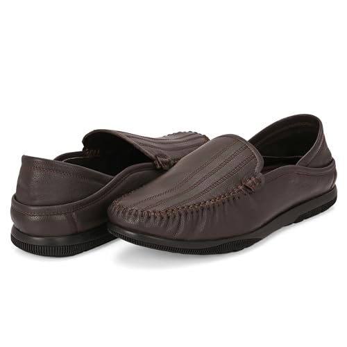 Image of Blue Leather by Centrino Genuine Leather Slip-On Men's Formal Shoe |Stylish with Soft Cushioned Insole |Trendy Non Lace-Up Design |Durable Leather with Anti-Skid Sole | Perfect for Formal Wear (4033)