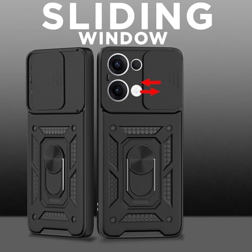 Image of AIBEX Back Cover for Oppo K13 5G | D10 Tough Armor Case | Sliding Camera Shield | 360 Protection | Kickstand Ring Holder | Military-Grade Shockproof Bumper Case