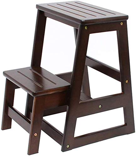 LYRR Folding Ladder Stool Wood 2-Step Small Foot Stools for Adults and Kids Indoor Flower Rack/Shoe Bench/Storage Shelf