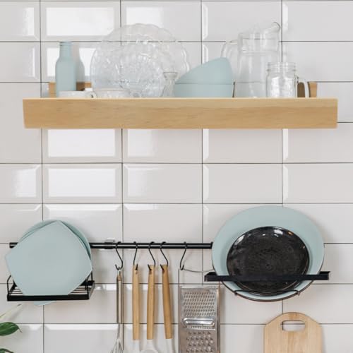 Estante de pared de madera caqui minkissy decorativo premium 6