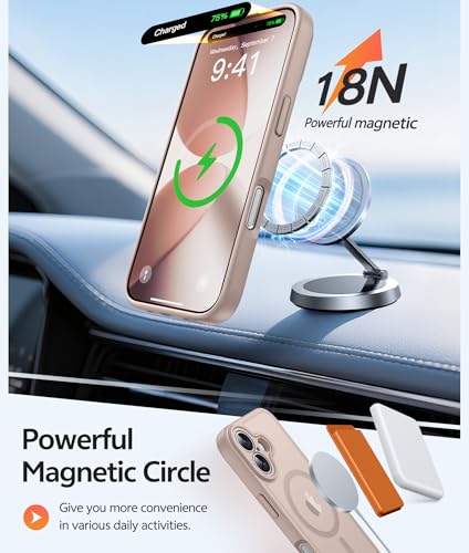 Image of FNTCASE for iPhone 17 Case: [Compatible with Magsafe] Translucent Matte Cases with [Full Camera Protection] [Screen Protector] Military Grade Shockproof Protective Phone Cover - Desert Gold