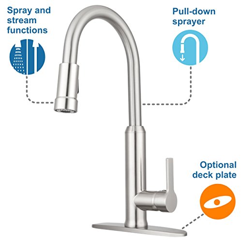 Pacific Bay Othello Pull-Down Kitchen Faucet (Brushed Satin Nickel)