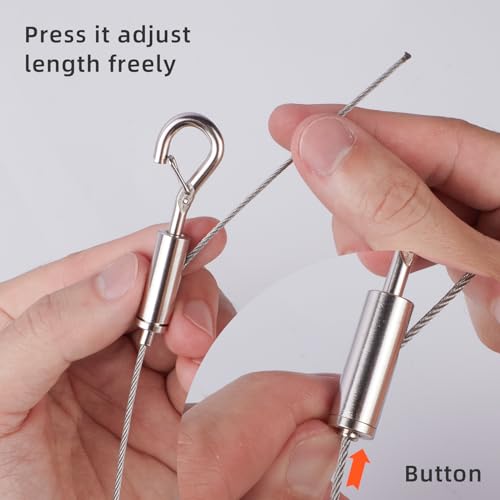 Image of 2PCS Picture Hanging Wires, 1m*1.5mm Adjustable Wire Picture Hanging Kit, Mirror Frame Hanging Kit for Photo Frame Picture Artwork, Mirror Hanging, Holds up to 66 lbs. (A-1M-2PCS), ‎Silver