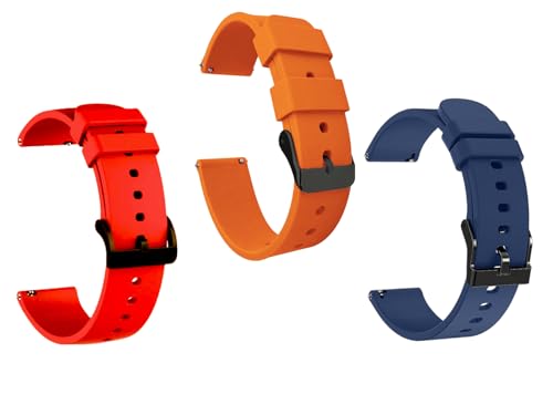 Image of IIK COLLECTION 22mm Silicone Strap for Smart Watches | Combo Pack Compatible With Noise, Fireboltt, Boat Xtend, Pebble, Boat Flash, Noise Color Fit, Ultra Smart Watch & All Watches