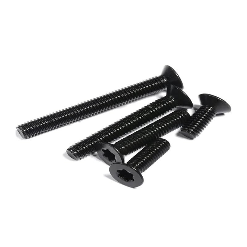 TSIOHKBS M2 M2.5 M3 M4 M5 M6 M8 Black 304 Stainless Steel GB2673 Six-Lobe Torx Head Flat Countersunk Screw Six Lobe Bolt Machine Screw (45mm,50pcs M3)