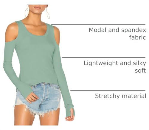 Image of Mippo Cold Shoulder Tops for Women Long Sleeve Workout Tops