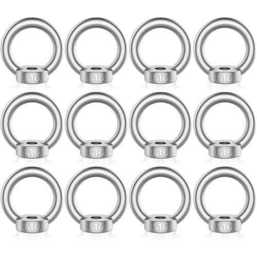 Aililong Ringmutter M6-12 Stück 304 Edelstahl Ringösen, Hardware Ringmuttern für Hebezubehör und Aufhängungen im Innen- und Außenbereich