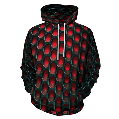 Sweat à capuche 3D motif géométrique rouge et noir art moderne vêtement imprimé grand style