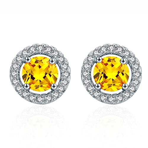 Bijoux ronds en argent 925 avec pierres de zircon jaune rose blanc pour femmes élégantes