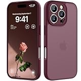 HGH für iPhone 16 Pro Max Hülle, Vollständiger Kameraschutz Stoßfest Kratzfest Anti-Fingerabdruck Transluzente Rückseite Matt Handyhülle für iPhone 16 Pro Max Case 6,9 Zoll, Dunkel Rot