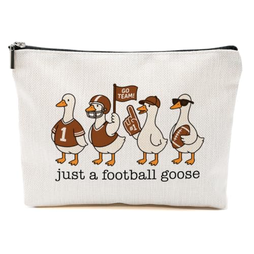 Funny Football Goose Makeup Bag Travel Cosmetic Bag for Women White