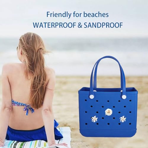 Large Rubber Beach Tote Bag for Women,15 inches, Large Capacity Tote Bag Handbag for Beach Travle Sports Market Pool Outdoor (Royal blue)3