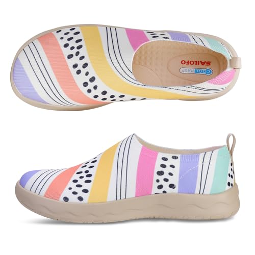 Image of Women's Slip On Shoes Comfortable Casual Loafers Art Painted Lightweight Travel Flats Breathable Walking Sneakers