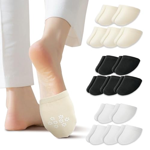 Image of 15 Pairs Half Socks for Women Mules, Toe Socks Women No Show Non-Skid Clog Socks Toe Topper Socks for Women, Socks for Mules and Slides (Black, White, Skin)