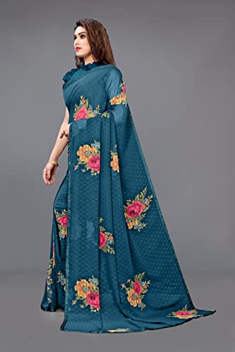 Image of MIRCHI FASHION Saree for Woman Chiffon Geometric and Leaf Printed | Lightweight Daily Regular Use Comfortable Women's Sari with Blouse Piece (Available in 15 Designs)