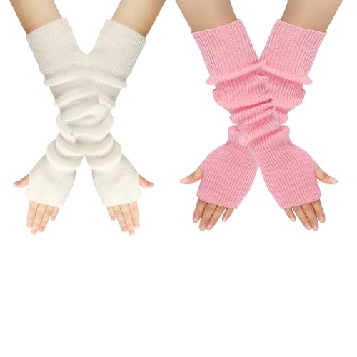 Guantes de mezcla de cachemira Golden Apple mitones largos tejidos para mujer