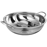 Toyvian Geteilter Edelstahl Hot Pot mit Trennwand und Griff Wiederverwendbarer Haushalts Kochtopf Leicht zu Reinigen 31cm Topf für Fondue und Hotpot Szenarien