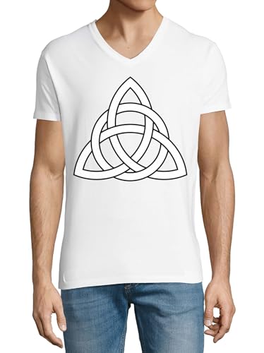 T-shirt col en V homme blanc en coton XXL fini les hauts serrés et inconfortables