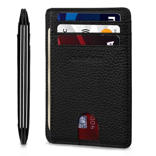 Image of RUNBOX Slim Minimalist Front Pocket RFID Blocking Leather Wallets for Men and Women Card Holder Wallets Gifts for men