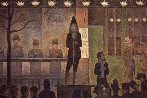 Peinture à l'huile Circus Sideshow fine avec textures authentiques de Seurat