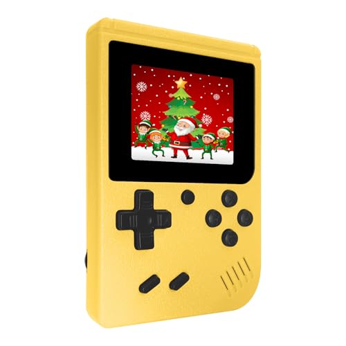 Retro Handheld Games Console, Built-in 400 Video Games,Mini Portable Video Gaming Player with 3.0 Inch IPS Screen, Rechargeable Battery (Yellow)