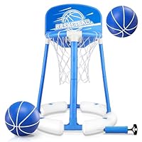 Charmofun Pool Basketballkorb, Pool Basketball Hoop Set, Basketballkorb für Wasser mit 2 Basketbälle und Luftpumpe, Schwimmende Basketballspiele Sommer Wasserspiel für Kinder und Erwachsene